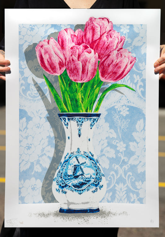 Tulpen - Pink on Blue