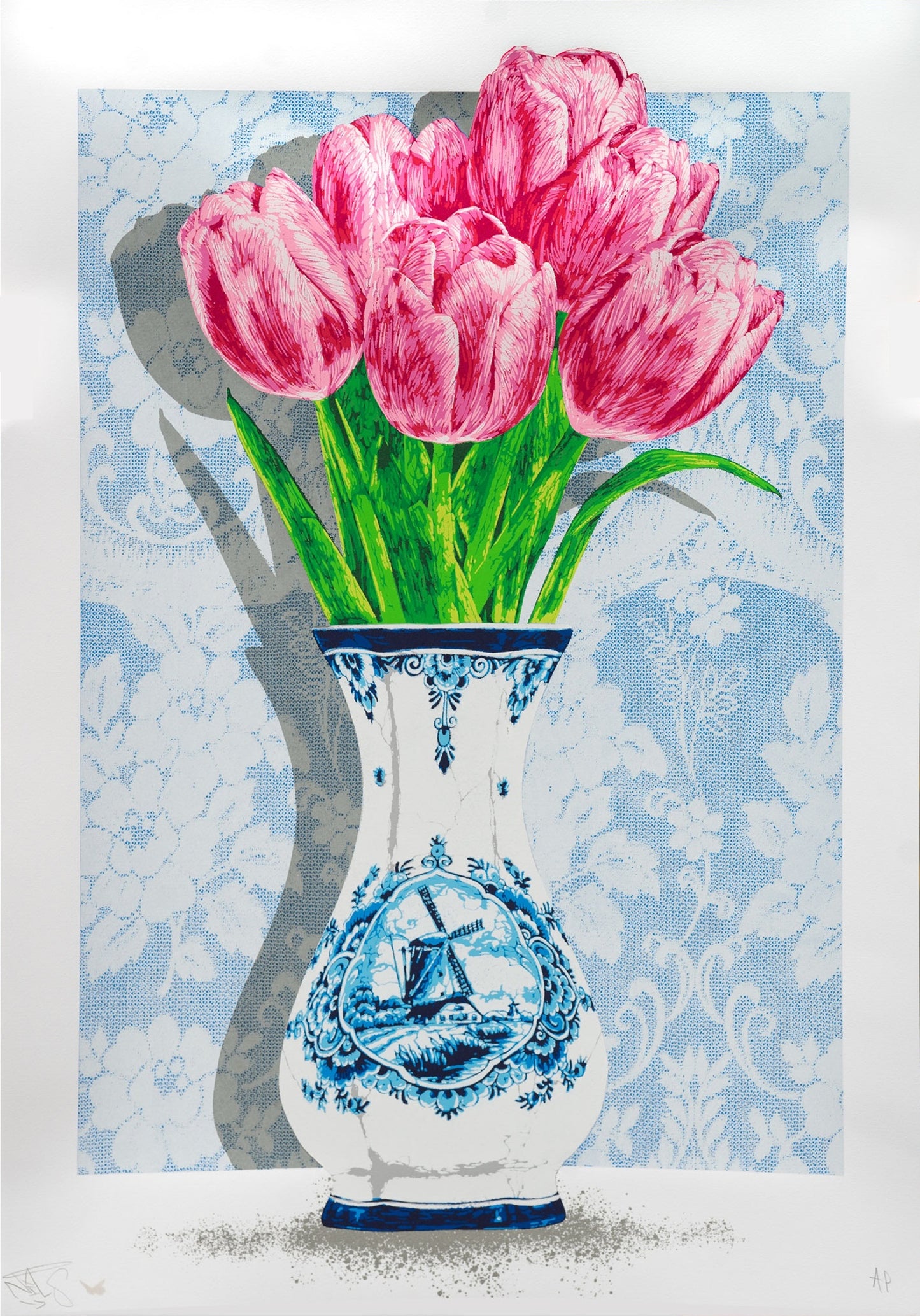 Tulpen - Pink on Blue