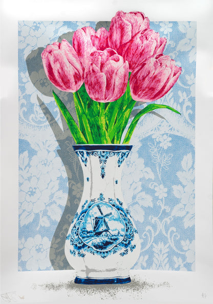 Tulpen - Pink on Blue