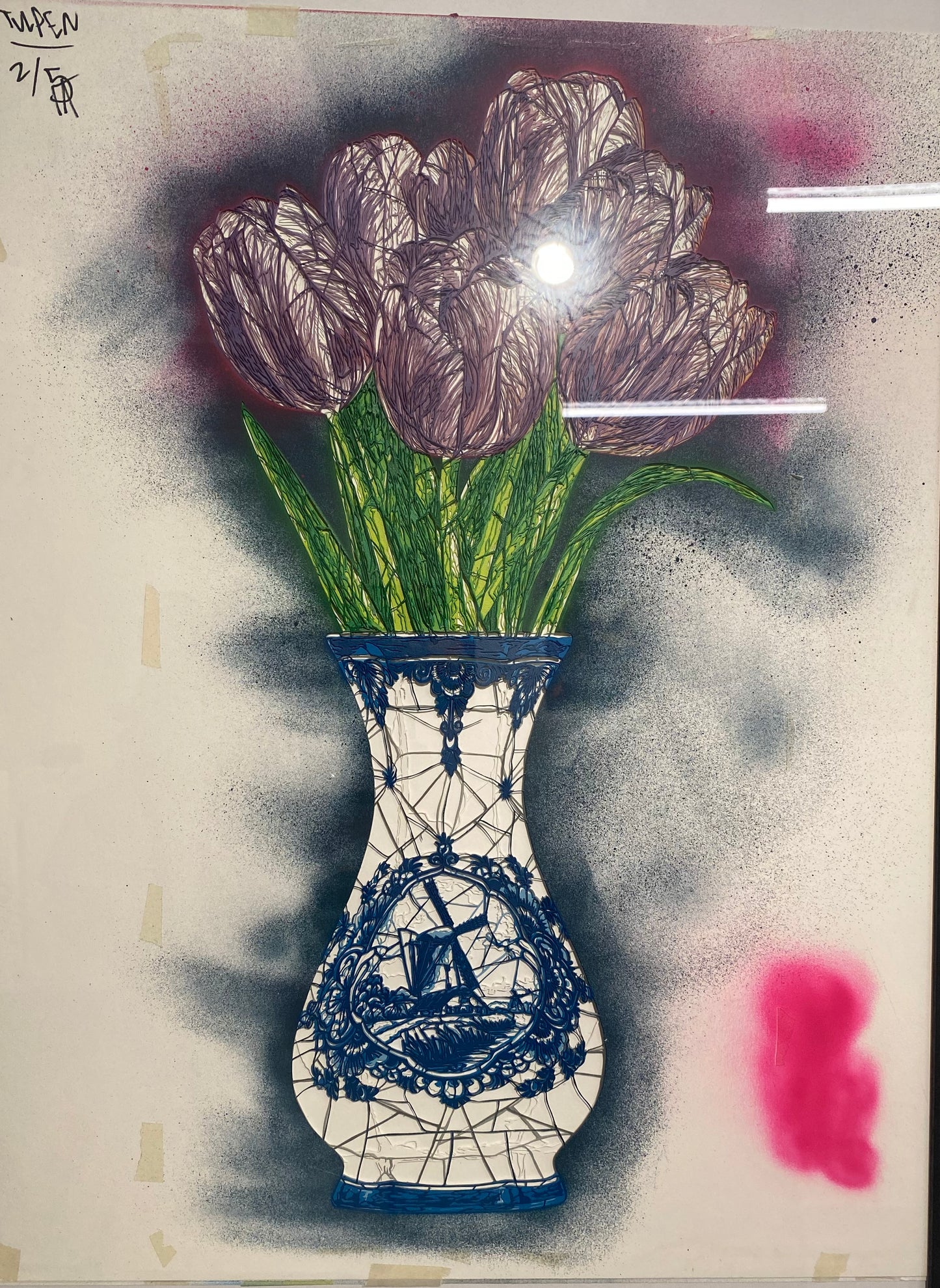 Tulpen - Pink on Blue